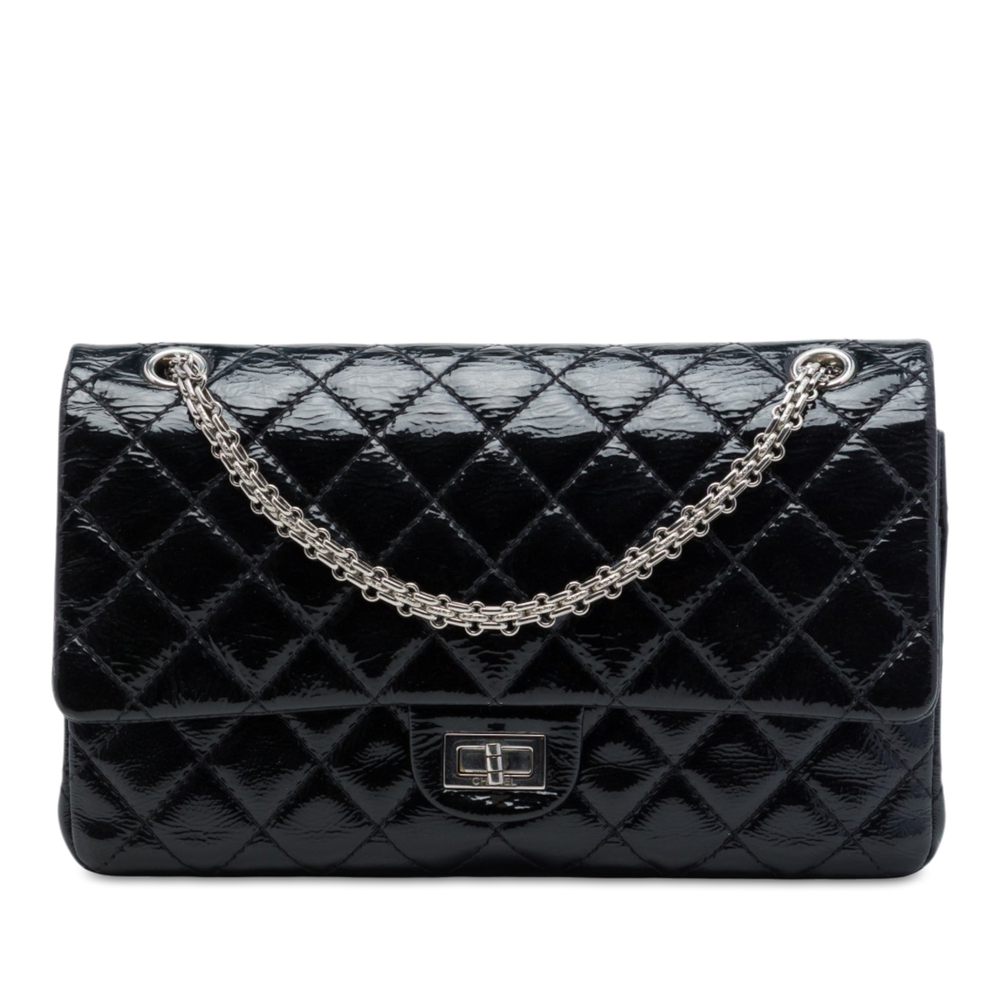 Pre-Loved Chanel Quilted Crinkled Patent Reissue 2.55 Double Flap 226